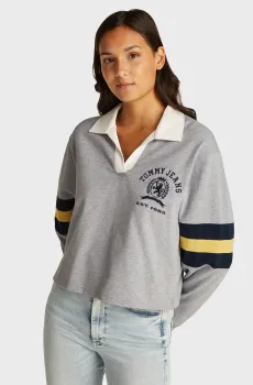 Женское серое поло RLX VARSITY CREST RUGBY Серый L Tommy Jeans DW0DW20312