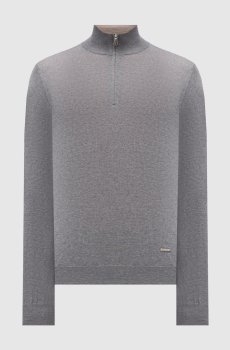Серый джемпер из шерсти с логотипом