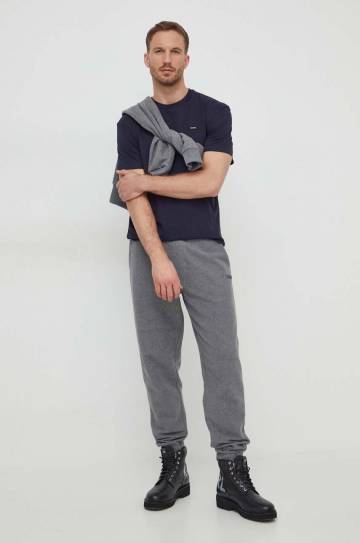 Хлопковая футболка Calvin Klein мужская цвет синий однотонная Хлопковая футболка Calvin Klein мужская цвет синий однотонная