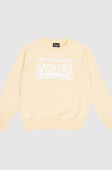 Детский желтый свитшот с принтом логотипа