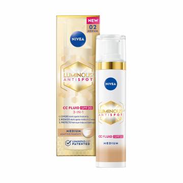 Тонирующий флюид для лица NIVEA Luminous 630 CC Fluid 3 in 1 SPF 30, Medium, 40 мл Тонирующий флюид для лица NIVEA Luminous 630 CC Fluid 3 in 1 SPF 30, Medium, 40 мл