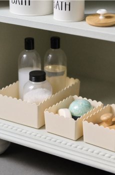Набір коробок для зберігання з хвилястим краєм 3 pack - нюдовий
