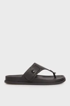 Мужские черные кожаные вьетнамки KADEN Toe Post Черный 42 Karl Lagerfeld KL72105