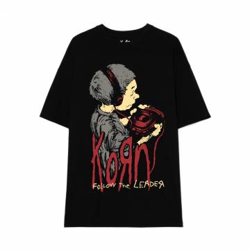Cropp - Чорна футболка з принтом Korn - чорний Cropp - Чорна футболка з принтом Korn - чорний