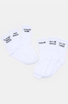Довгі шкарпетки з написами 3 упаковки - білий