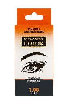 Уценка! Крем-краска для бровей и ресниц Permanent Color с окислителем, 1.00 Графит, 12 мл