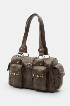 Мала сумка bowling із cargo кишенями - темно коричневий