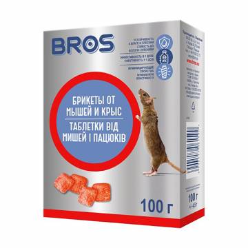 Таблетки от мышей и крыс Bros, 100 г Таблетки от мышей и крыс Bros, 100 г