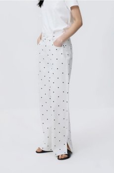 Reserved - Джинси wide leg у горошок - білий - 100IX-00J