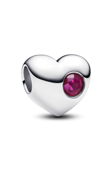 Намистина "Серце з яскраво-червоним каменем" для гравіювання