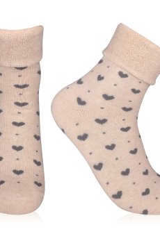 Носки женские AmiGA махровые, сердца мелкие бежевые, размер 23-25