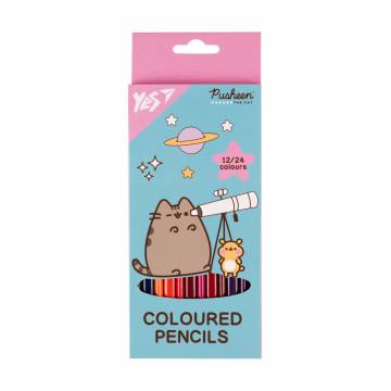 Набор двухсторонних цветных карандашей YES Pusheen Cheek, 24 цвета, 12 шт (290745) Набор двухсторонних цветных карандашей YES Pusheen Cheek, 24 цвета, 12 шт (290745)