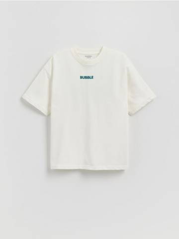 Reserved - Бавовняна футболка з принтом - кремовий - 009FH-01X Reserved - Бавовняна футболка з принтом - кремовий - 009FH-01X