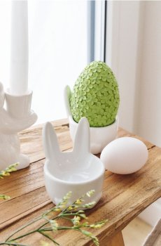 Великодня підставка для яєць з мотивом кролячих вушок - білий