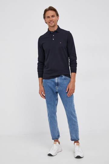 Лонгслив Tommy Hilfiger мужской цвет синий гладкий Лонгслив Tommy Hilfiger мужской цвет синий гладкий