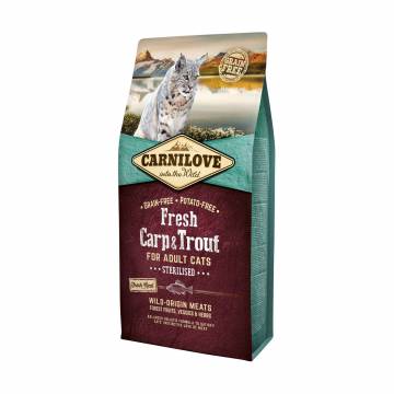 Сухой корм для стерилизованных кошек Carnilove Fresh Carp & Trout с карпом и форелью, 6 кг Сухой корм для стерилизованных кошек Carnilove Fresh Carp & Trout с карпом и форелью, 6 кг