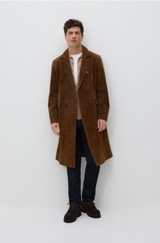 Reserved - Двобортне замшеве пальто - золотисто-коричневий - 570HK-82X
