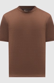Коричневая футболка из льна и шелка