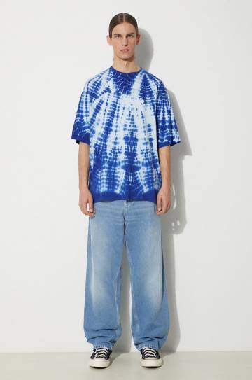 Хлопковая футболка Marcelo Burlon Aop Soundwaves Over мужская однотонная CMAA054S24JER0044501 Хлопковая футболка Marcelo Burlon Aop Soundwaves Over мужская однотонная CMAA054S24JER0044501