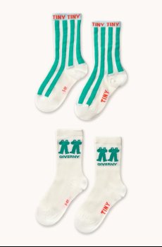 Детские носки Tinycottons EMERALD STRIPES & FROG MEDIUM SOCKS 2 шт