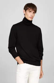 Мужской черный шерстяной гольф DC FINE GAUGE MERINO ROLL NK Черный S Tommy Hilfiger MW0MW36537