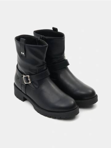 Черевики зі штучної шкіри - чорний