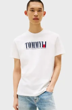Мужская белая футболка TJM REG TOMMY DNA FLAG Белый L Tommy Jeans DM0DM21941