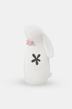 Великодня керамічна фігурка зайця з вирізом - білий