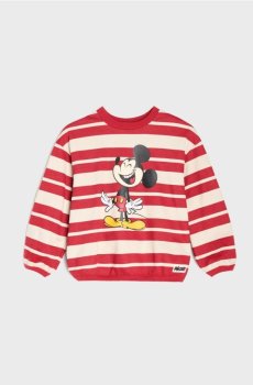 Бавовняний світшот crewneck з принтом Mickey Mouse - бордовий