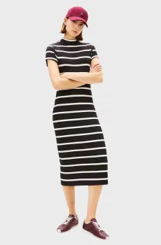 Женское черное платье в полоску SLIM Черный S Tommy Hilfiger WW0WW47860