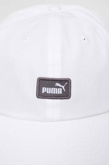 Хлопковая кепка Puma цвет белый с аппликацией