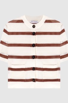 Белый кардиган в полоску