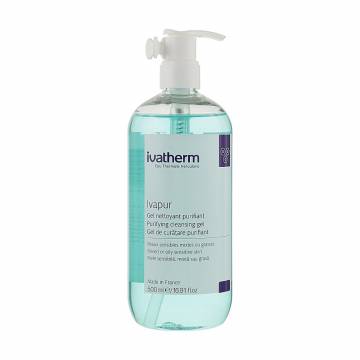 Очищающая гель-пенка для лица Ivatherm Ivapur Purifying Cleansing Gel для комбинированной или жирной чувствительной кожи, 500 мл Очищающая гель-пенка для лица Ivatherm Ivapur Purifying Cleansing Gel для комбинированной или жирной чувствительной кожи, 500 мл