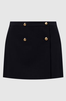 Синяя юбка на запах с шерстью