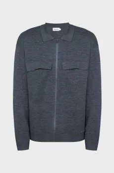 Мужской серый шерстяной кардиган WOOL-BLEND OVERSHIRT Серый M Calvin Klein K10K111952