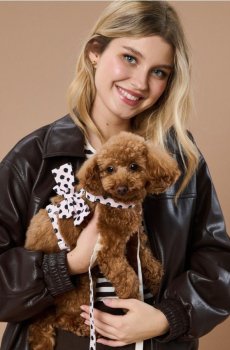 Підтяжки в горошок з бантиком 2 м - пастельний рожевий