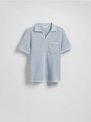 Reserved - Ажурний светр поло - блідо-блакитний - 935ED-05M