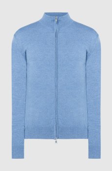 Голубой меланжевый кардиган из шерсти мериноса
