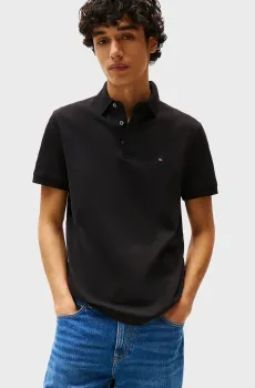 Мужское черное поло HIDDEN PLACKET REG Черный S Tommy Hilfiger MW0MW38491