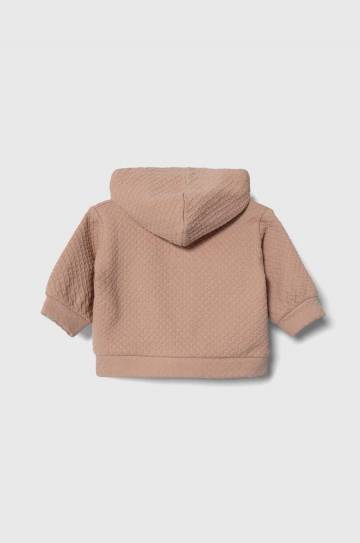 Кофта для младенцев United Colors of Benetton цвет розовый с капюшоном однотонная Кофта для младенцев United Colors of Benetton цвет розовый с капюшоном однотонная