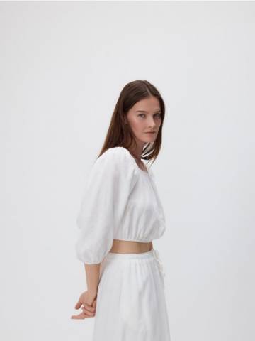 Reserved - Лляна блуза - білий - SU340-00X Reserved - Лляна блуза - білий - SU340-00X