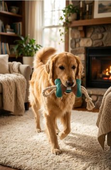 Іграшка-тягалка для собаки з плюшевими елементами - різнобарвний