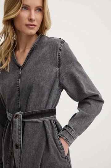 Джинсовое платье Answear Lab цвет серый maxi oversize Джинсовое платье Answear Lab цвет серый maxi oversize
