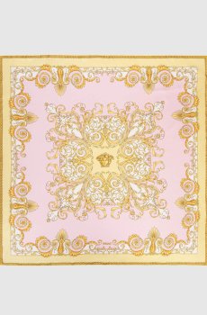 Розовый платок из шелка в принт Барокко