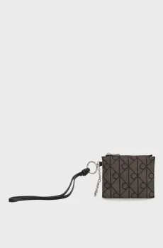 Женский темно-серый кошелек с узором JCQ POUCH ON STRAP CHA Серый ONESIZE Calvin Klein LV04F1266G