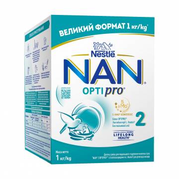 Детская сухая молочная смесь NAN 2 Optipro с 5 олигосахаридами и L. Reuteri для детей от 6 месяцев, 1 кг Детская сухая молочная смесь NAN 2 Optipro с 5 олигосахаридами и L. Reuteri для детей от 6 месяцев, 1 кг