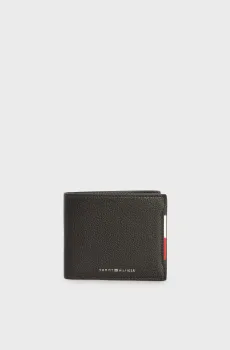 Мужской черный кожаный кошелек CENTRAL CC AND COIN Черный ONESIZE Tommy Hilfiger AM0AM13514