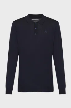 Мужское темно-синее шерстяное поло Синий XXL Karl Lagerfeld 554399.655007;690
