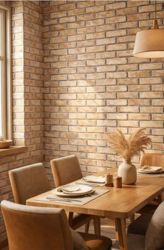 Самоклеюча шпалера з мотивом цегли - бежевий