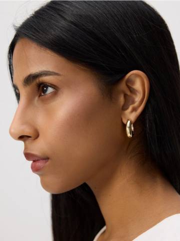 Reserved - Набір круглих сережок - золотий - 835CO-GLD